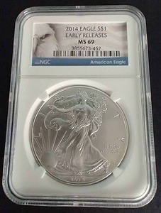 lot 392 image: 2014 American Silver Eagle (Early Releases) - MS69