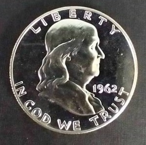 lot 399 image: 1962 Benjamin Franklin Proof Silver Half Dollar