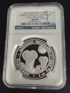 lot 405 image: 2015 Somalia African Wildlife 1 Oz. Silver Coin