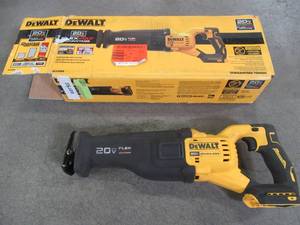 lot 26 image: Dewalt 20-Volt MAX Lithium Ion Cordless Brushless Reciprocating Saw with FLEXVOLT ADVANTAGE (Tool Only), DCS386 - Used. .