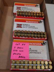 3 - Boxes 338 Winchester Empty Brass Shells