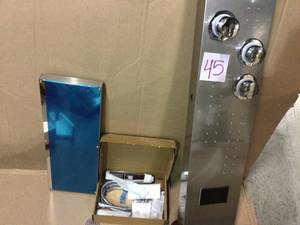 55 in. 4-Jet Shower Tower System with LED Rainfall Waterfall Head Hand-Shower and Thermostatic Valve in Brushed Nickel by ELLO&ampALLO Customer Returns See Pictures&nbsp