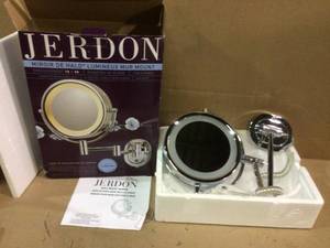15 in. L x10 in. W Lighted Wall Makeup Mirror in Chrome by Jerdon Customer Returns See Pictures&nbsp