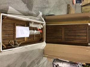 lot 2 image: Acacia Wood Patio Coffee Table in Dark Brown - Walker Edison OWCTDB open box not used see pictures