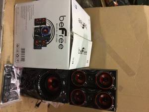lot 20 image: 2.1 Channel Surround Sound Bluetooth Speaker System in Red Customer retturns See Pictures