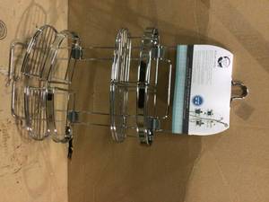lot 38 image: Premium Expandable Shower Caddy for Hand Held Shower or Tall Bottles in Chrome with Nickel Accent Customer retturns See Pictures