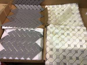 lot 47 image: Restore Matte Dove Gray Herringbone 9 in. x 12 in. x 6mm Glazed Ceramic Mosaic Tile (0.60 sq. ft.) by Daltile Customer retturns See Pictures
