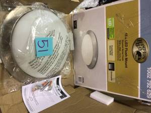 lot 51 image: 15 in. Brushed Nickel LED Ceiling Flush Mount by Hampton Bay Customer retturns See Pictures