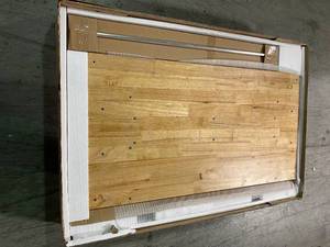 lot 103 image: Husky 46 in. Adjustable Height Work Table with 2-Drawers in Black not used see pictures
