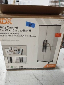 lot 41 image: hdx 27 in. W 4 Shelf Plastic Multi-Purpose Cabinet in Gray
