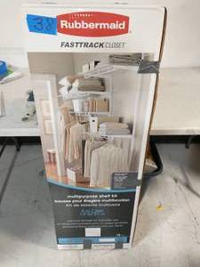lot 38 image: RUBBERMAID KIT 4-8 FT CLOSET SHELF WIRE FREESLDE-WHT