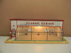 lot 9 image: LIGHTED DISPLAY CASE (FOR 143 SCALE) CLASSIC GARAGE COLLECTOR CASE -  AWESOME PIECE - APPROX 24L 9H 7.5D - SEE PICTURES