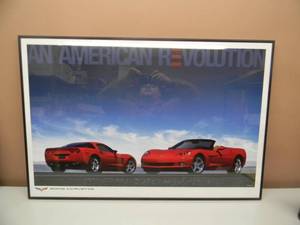 lot 54 image: 3 PROFESSIONALLY FRAMED CHEVROLET CORVETTE POSTERS - NICE - APPROX 35 BY 25 - SEE PICTURES