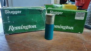 lot 128 image: Remington Slugger 1 oz Hollow Point Rifled Slug 12 Gauge, 2-34 Long, 1 oz (2 Boxes)(10 Rounds)