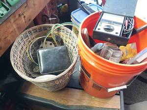 lot 644 image: 2 Buckets of Assorted Garage Items