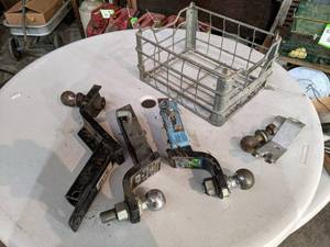lot 187 image: Towing Hitch Receivers and Marigold Milk Bottle Crate