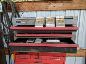 lot 197 image: Stihl Chainsaw Chains, Plugs and Tools in Metal JCPenney Tool Chest