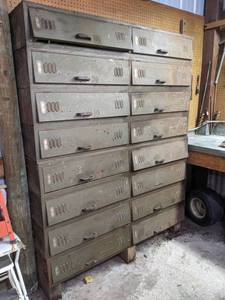 lot 214 image: Contents of 16-Door Parts Cabinet