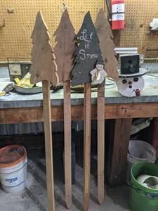 lot 235 image: Homemade Wood Christmas Decorations