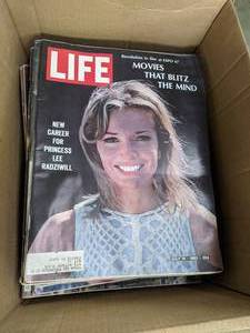 lot 260 image: Box of LIFE Magazines - Some from the 60s
