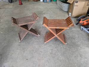 lot 355 image: Pair of Wood Folding Stools