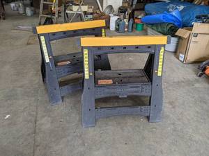 lot 358 image: Pair of Adjustable Height Folding Sawhorses