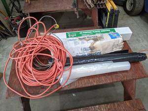 lot 359 image: Heavy Duty Extension Cord and (2) Rolls of Plastic Sheeting