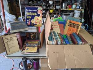 lot 374 image: Boxes of Assorted Teaching Books, Electrical, Leatherwork and More