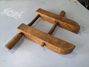 lot 378 image: Antique Wood Clamp - Screws are also wood