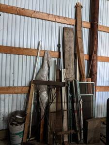lot 401 image: Large Lot of Boards, Metal, Screens and More against the wall