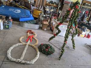 lot 405 image: Homemade Christmas Decorations - Tree, Snowman and Wreath