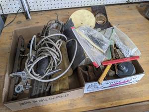 lot 433 image: 2 Boxes of Trouble Light, Assorted Tools and Hardware