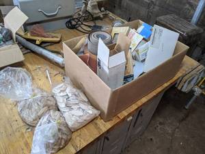 lot 447 image: Large Box of Sandpaper and Lots of Wood Biscuits (Various Sizes)