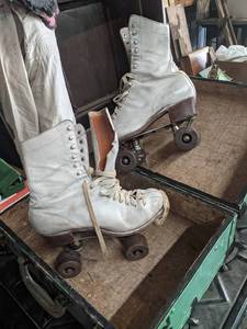 lot 494 image: Pair of Vintage Chicago Womens Roller Skates in Case