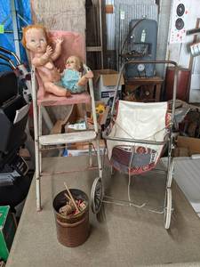 lot 538 image: Tinker Toys, Baby Dolls, Cosco Doll-E-Hichair, and Doll Stroller