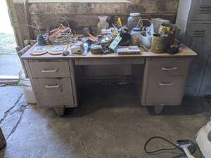 lot 597 image: Vintage Steel Desk