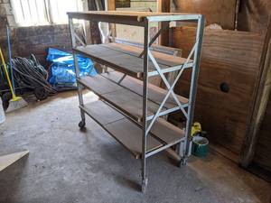 lot 598 image: Rolling Metal 4-tier Shelf