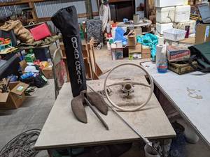 lot 629 image: Vintage Herters Waseca MN Boat Steering Wheel, Anchor and More