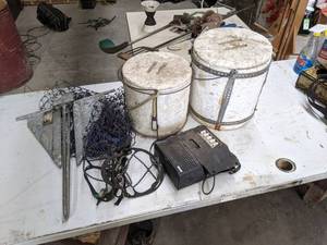 lot 630 image: (2) Foam Bait Buckets, Ice Cleats (Yaktraks) , Anchor, and More