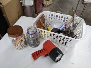 lot 668 image: Lot of Misc. Goodies - Corks, Paperclips, Flashlight, and more