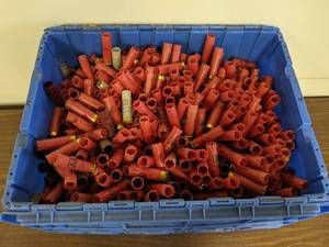 lot 80 image: Large Tote of Assorted Winchester 12 GA Spent Shotgun Shells - Look to be Mostly 3