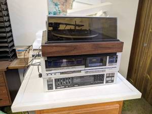 lot 94 image: JVC R-K200 Stereo Receiver, JVC KD-V33 Cassette Deck and Sears Turntable