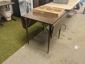 lot 107 image: Table w Fold Down Leaves and Little Cubbies