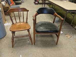 lot 112 image: (2) Vintage Wood Chairs