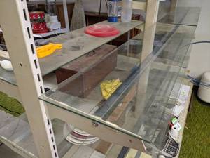 lot 142 image: (2) 48 Sections of Double Sided Glass Shelving - Contents NOT Included