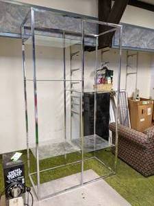 lot 176 image: Metal Store Shelf w Glass Shelves