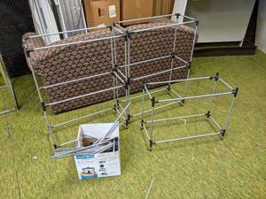 lot 177 image: Lot of Aluminum Bar Shelf Units w Extra Parts