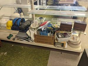 lot 192 image: Contents of Shelves - Straw Dispensers, Scoops, Plates, Hard Hats and More