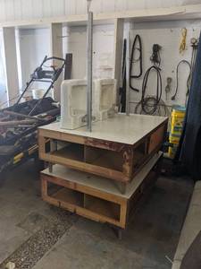 lot 219 image: (2) Short Wood Display Tables