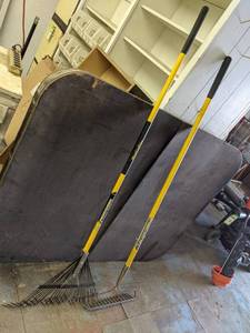 lot 229 image: (2) Rakes - Both w Fiberglass Handles